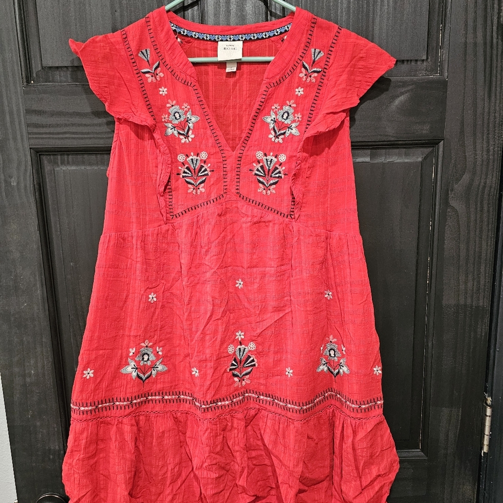 Knox Rose Red Embroidered V-Neck Top